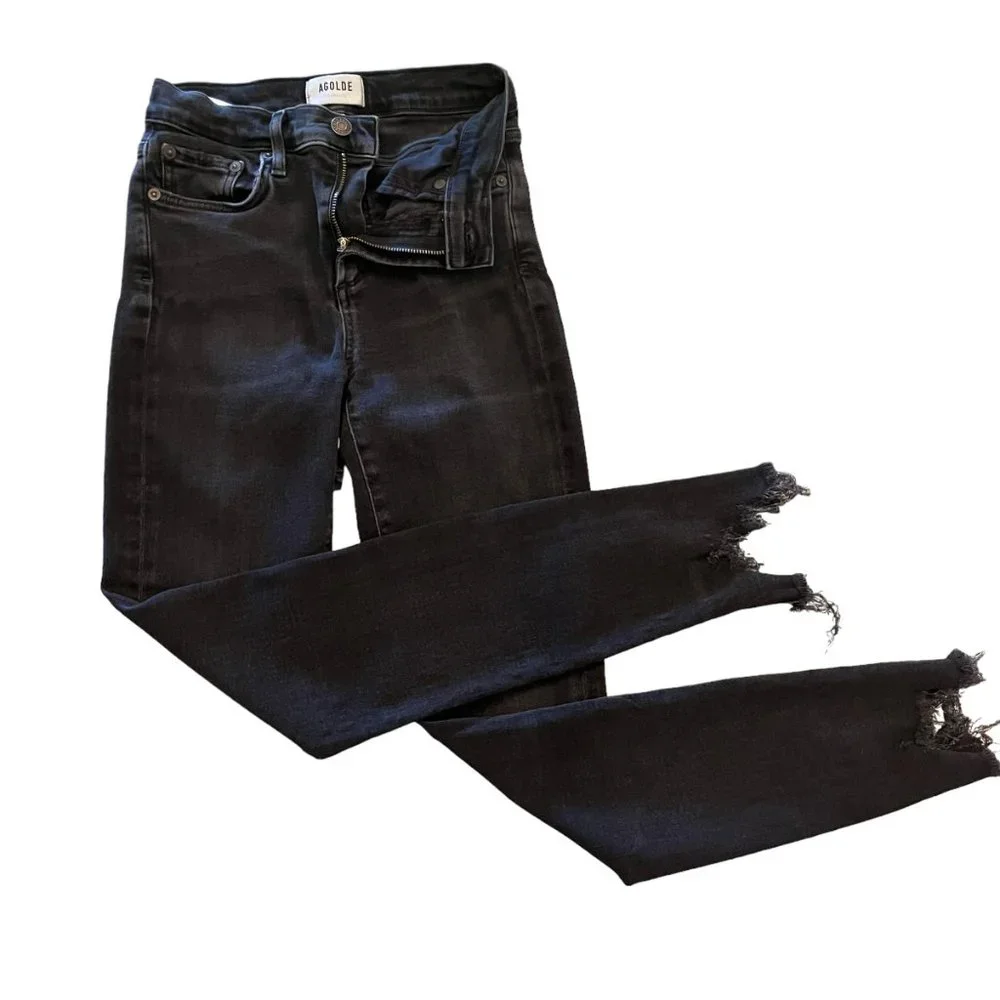 Agolde Sophie Mid Rise Skinny Ankle Jean - Black - Size 25 - Picture 7 of 14